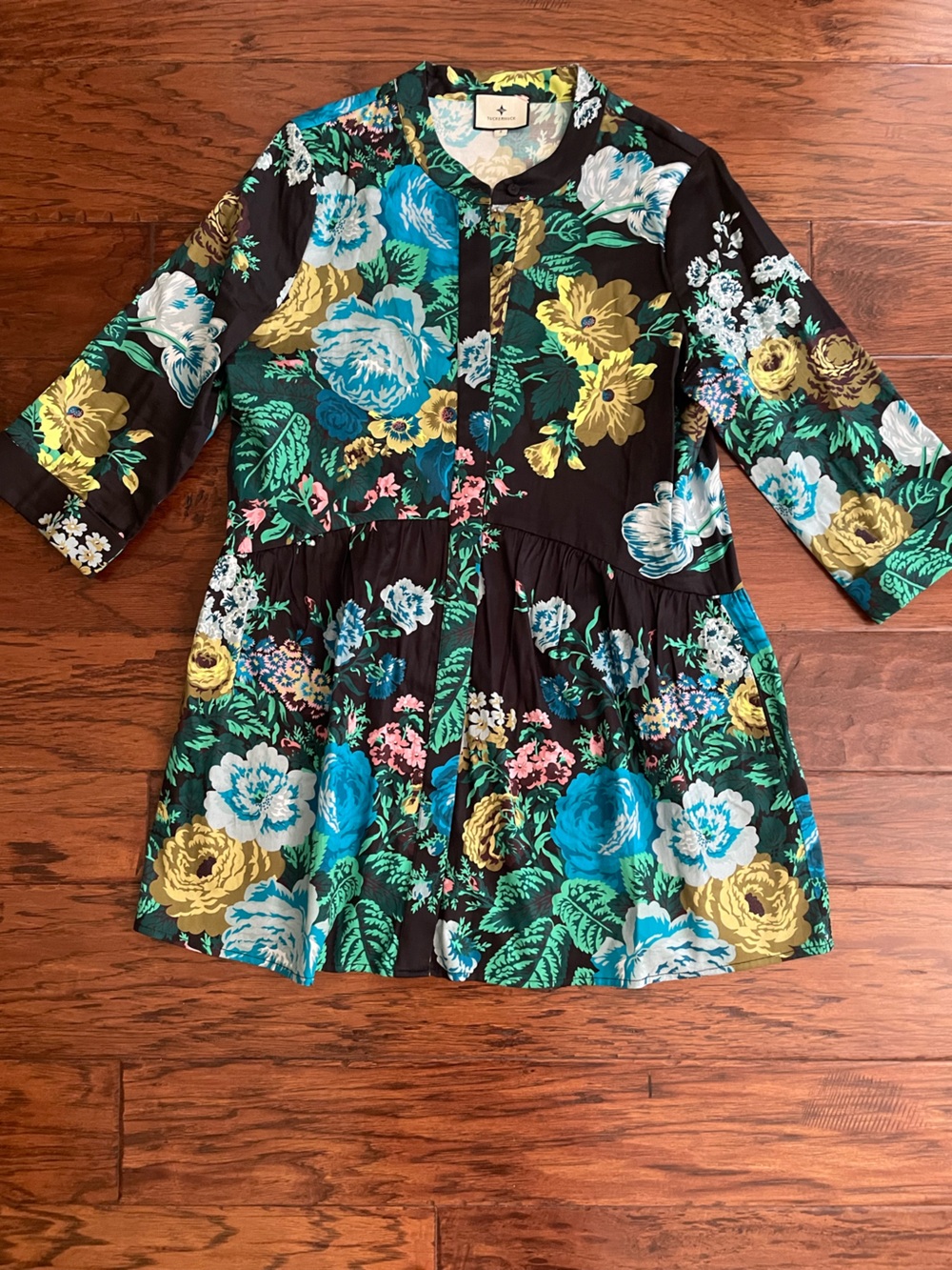 Tuckernuck Black Floral Dress, hemmed for petite size